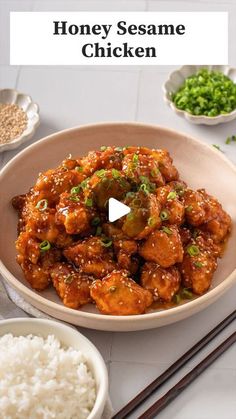 the video shows how to make honey sesame chicken