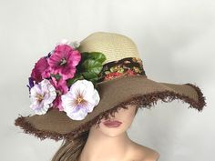 "Vogue hats are perfect for horse racing events, church, the Kentucky derby, weddings, garden tea parties and charity events. One size hat.( 20\" to 21.5\") Please feel free to ask me any questions or special requests. Please visit my other shop https://www.etsy.com/shop/LadyHatsBoutique?ref=hdr_shop_menu All pieces are securely wrapped & boxed to prevent damage/breakage. Thank you very much for shopping at my shop. Have a great day." Brown Short Brim Sun Hat For Party, Summer Hats For Kentucky Derby Party, Summer Party Hats For Kentucky Derby, Brimmed Beach Fascinator For Summer, Elegant Brown Hat For Garden Party, Brown Straw Hat For Summer Party, Brimmed Summer Beach Fascinator, Summer Beach Brimmed Fascinator, Brown Summer Straw Hat For Party