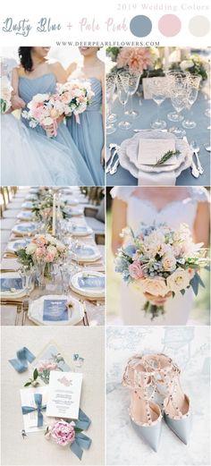 the wedding color scheme is blue and pink