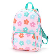 Whether this Daisy Backpack is for school or travel, it is the perfect combination of fun and functional! The adjustable, comfort fit shoulder straps make this backpack super easy to carry and it is a breeze to find just the right place for everything in the large interior compartment and exterior pockets. 12" L x 5" W x 17" H Polyester Adjustable, Comfort Fit Should Straps Interior Lining Dual Zipper Closure Front Zipper Pocket Side Elastic Pocket Daisy Backpack, Monogram Backpack, Daisy Design, Quilted Backpack, Boy Quilts, Circle Monogram, Pink Daisy, Accessories Bags Purses, School Backpack