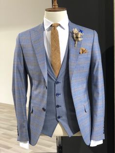 Slim-Fit Plaid Suit Vest Indigo – BOJONI Kot Pant Suit Man, Kot Pant Suit, Blue Plaid Wedding, Plaid Wedding Suit, Suit Closet, Grad Suits, Blue Striped Suit, Plaid Wedding, Grey Suit Men