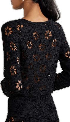 Spring Crochet Cropped Sweater, Crocheted Cardigan, Net A Porter, Women Collection, Porter, Floral