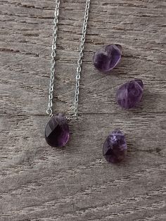 This dainty necklace features a tiny amethyst teardrop pendant. All of my photos are taken in natural light. Colors do vary on different monitors; please keep this in mind. Please note the variance in shape, size, & coloring of these stones. Made with a dainty hypoallergenic chain & matching components- choose from from stainless steel, gold-plated stainless steel, sterling silver, or gold-filled. The closure is a 10mm lobster clasp for the stainless steel options, and a 6mm spring clasp for the sterling and gold filled.  Please measure your neck & select your size carefully. A 16 in. necklace will fall around the collar bone for most people, but may be too tight on others.  ~Care instructions: Not waterproof- do not wear while showering, swimming, etc. As with all jewelry, keep away from Purple Teardrop Necklace For Jewelry Making, Purple Teardrop Necklaces For Jewelry Making, Purple Teardrop Pendant For Jewelry Making, Purple Teardrop Pendant Necklace For Jewelry Making, Lavender Amethyst Teardrop Necklace, Lavender Teardrop Amethyst Necklace, Collar Bone, Teardrop Necklace, Teardrop Pendant