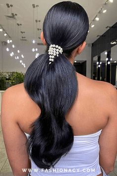 Embrace the sleekness of straight hair with a stunning ponytail, highlighting the beauty of smooth strands and effortless styling for a polished and refined look. Ponytail Straight Hair, Ponytail Straight