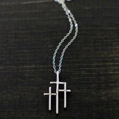 Women's Sterling Silver Triple Cross Necklace 3 Crosses, Mantraband Bracelets, At The Cross, A Dandelion, Turquoise Cross, Small Circle, Dainty Chain, The Best Is Yet To Come, Christian Jewelry