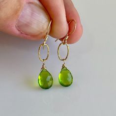 Elegant Lime Green Dangle Earrings, Dangle Peridot Gemstone Earrings, Green Briolette Jewelry With Ear Wire, Peridot Gemstone Dangle Earrings, Peridot Dangle Earrings Gift, Green Briolette Earrings For Pierced Ears, Green Peridot Teardrop Earrings, Green Peridot Dangle Earrings, Green Faceted Drop Earrings