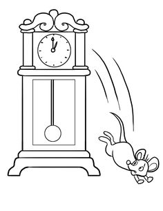 a drawing of a dog chasing a clock