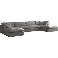 Transitional Sectional Sofas, Grey Sectional Sofa, Velvet Sectional, Sectional With Ottoman, Grey Sectional, Modular Sectional Sofa, Meridian Furniture, Upholstered Sectional, House Things