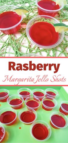 raspberry margarita jello shots in plastic cups