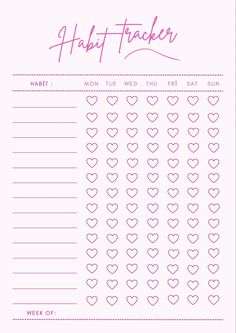 cute habit tracker printable Habits Tracker Printable, Daily Habit Tracker Template, Cute Habit Tracker Printable, Weekly Challenge Ideas, Cute Habit Tracker, Journal Ideas Weekly, Habit Tracker Ideas, Study Tracker, Weekly Habits