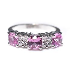 14kt White Gold Pink Sapphire & Diamond Ring Luxury Pink Platinum Rings, Pink Platinum Ring With Gemstone, Pink Platinum Gemstone Ring, Exquisite Pink Sapphire Rings For Formal Occasions, Exquisite Pink Sapphire Rings For Formal Events, Pink Platinum Rings With Gemstones, Pink Platinum Ring Fine Jewelry, Pink Platinum Fine Jewelry Ring, Pink Platinum Ring With Center Stone