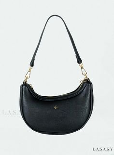 Lasaky - Peta & Jain's Classic Black Shoulder Bag Black Baguette Bag With Gold-tone Hardware For Travel, Black Crossbody Baguette Bag With Gold-tone Hardware, Black Saddle Bag With Gold-tone Hardware For Everyday, Black Saddle Bag With Gold-tone Hardware, Black Saddle Bag With Detachable Handle, Black Saddle Bag With Detachable Handle For Daily Use, Black Saddle Shoulder Bag With Detachable Handle, Black Saddle Bag With Detachable Handle For Everyday Use, Casual Black Shoulder Bag With Gold-tone Hardware