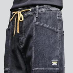 Take your fashion game to the next level with our 2023 Autumn Collection's street dark men's denim joggers! These monochrome. mid-waist joggers are perfect for making a statement. yet still keeping it comfortable and stylish. With their drawstring closure and stretchy fabric. they promise to keep you looking sharp even during the most intense streetwear looks.Why You'll Fall In Love Street Style: Make an impact with these joggers. designed to keep you looking your best no matter the season or oc Urban Straight Leg Joggers For Streetwear, Sporty Black Denim Jeans, Sporty Black Denim Bottoms, Sweatpants Fit, Love Street, Dark Men, Monochrome Pattern, Monochrome Design, Autumn Collection