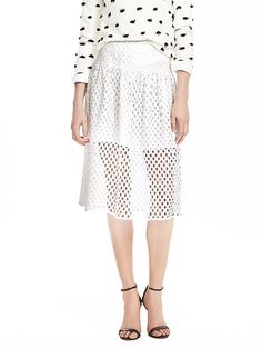 White Geo Lace Skirt White Eyelet Skirt, Cutout Skirt, Eyelet Skirt, Fashion Jackson, Lace Cutout, Banana Republic Skirt, Maxi Styles, Wide Waist, White Eyelet