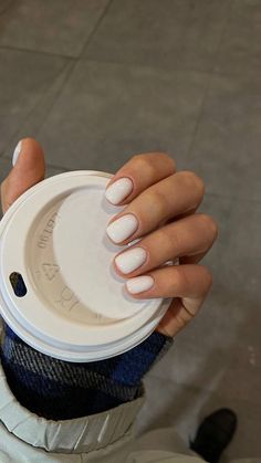 White Gel Nails, Plain Nails, Squoval Nails, Subtle Nails, Minimal Nails, Basic Nails