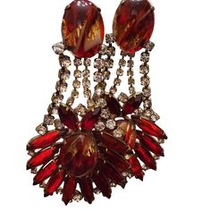 Fabulous Massive Czech Glass Chandelier Pierced Earrings (A2034) These Are Amazing! Two Larger Cabochons Are Art Glass With Copper Flecks. Pierced And Heavy From The 80s Czech Size: 4.25" Color: Red Condition: Very Good Vintage Era: Circa 1980s Signed: None Please Look At All The Photos, As They Are Part Of The Description. I Try My Best To Point Out Any Flaws. Also Please Remember This Is A Preloved Piece And May Show Signs Of Light Wear, Marks, Scratches, Etc. I Will Be Posting A Lot More Jewelry, Keep Checking Back. Accessories Jewelry Earrings, Glass Chandelier, Glass Earrings, Pierced Earrings, The 80s, Remember This, Women Accessories Jewelry, Chandelier Earrings, Earings Piercings