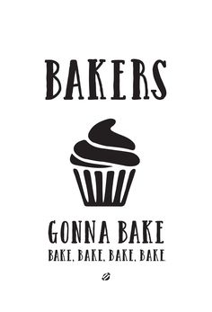 a black and white image of a cupcake with the words bakers on it