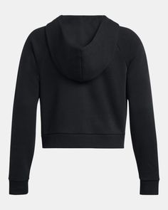 Ultra-soft, mid-weight cotton-blend fleece with brushed interior for extra warmth|Ribbed cuffs & bottom hem|Cropped body length Black Comfortable Sweats With Ribbed Cuffs, Comfortable Black Sweats With Ribbed Cuffs, Black Comfy Sweats With Ribbed Cuffs, Comfy Cotton Outerwear With Ribbed Cuffs, Comfortable Black Winter Sweats, Black Winter Sweats, Cozy Fit Cotton Outerwear, Solid Color Fleece Sweats For Sportswear, Solid Color Fleece Sweats Sportswear