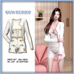 Sims4 Pajama, Cc Dress, Pajamas Dress, Sims 4 Cas Mods, The Sims 4 Packs, Sims 4 Cc Skin