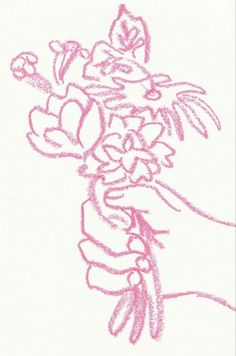 a drawing of a bouquet of flowers in someone's hand