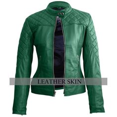 Classy, cozy, and chic sounds amazing, right? This green quilted leather jacket is all that and more. Prepare to stun the crowd and feel like royalty. Pink Biker Jacket, Coloured Leather Jacket, Quilted Leather Jacket, Green Leather Jacket, Leather Coat Jacket, Green Leather Jackets, Blue Leather Jacket, Cool Green, Long Leather Coat