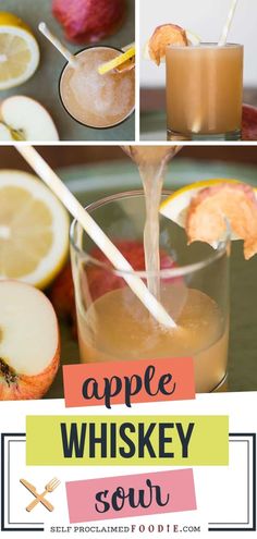 Apple Whiskey Sour, blended with apple juice, bourbon whiskey, lemon, and simple syrup, is an easy fall cocktail and a perfect Thanksgiving drink! Apple Whiskey Sour, Apple Whiskey, Coctails Recipes, Fall Cocktails Recipes, Thanksgiving Drinks, Thanksgiving Cocktails