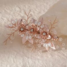 Trendy Hair Clip Crystal Flower Hairpin Wedding Hair Accessories Fashion Bride Tiaras Headpiece Women's Rose Gold Hair Clip, Rusty Pink, Flower Hair Pins Wedding, Gold Hair Clip, Flower Hairpin, Tiara Headpieces, Fashion Bride, Bride Tiara, Rose Gold Hair