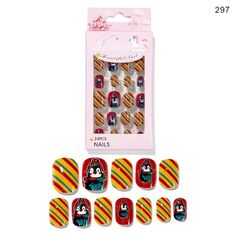 Christmas Cute Children Nails 24 Pieces Wearable – Tiny Angels Shopping Gift Store Nail Art For Girls, Nails For Kids, Festival Nails, Diy Manicure, Nail Art Tools