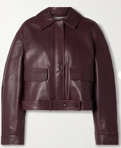 Find CO Belted Leather Jacket on Editorialist. Co's jacket is a chic and refined take on utilitarian styles. Made from supple leather, it has sizable flap pockets and a self-tie belt to cinch the loose shape. It's versatile enough to be worn with tailoring, skirts or jeans. Burgundy Leather Jacket For Work, Designer Leather Jacket For Fall Workwear, Designer Leather Jacket For Workwear In Fall, Chic Burgundy Blazer For Workwear, Burgundy Leather Jacket For Spring Workwear, Fitted Burgundy Leather Jacket For Work, Chic Burgundy Leather Jacket, Chic Burgundy Outerwear For Work, Burgundy Leather Jacket