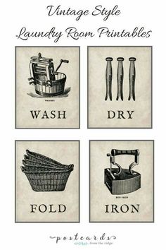 four vintage laundry room printables