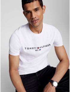 Tommy Hilfiger men's T-shirt. Made from soft, comfortable cotton, our tee is cut in an easy fit and features our embroidered Tommy logo.  Material: 100% Regenerative Cotton. Tommy Hilfiger Store, Logo Material, Kids Styles, Sock Shop, Tommy Hilfiger Man, Tommy Jeans, Logo T Shirt, Tshirt Logo, Tommy Hilfiger