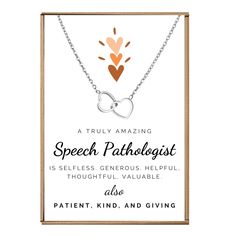 a card with a quote on it that says, a truly amazing speech pathologist is selfish