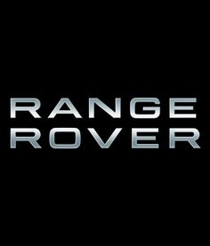 the logo for range rover is shown on a black background with white letters and silver lettering