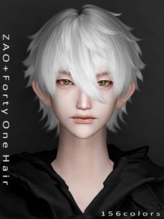 a white haired boy with green eyes and short hair is shown in this digital rendering