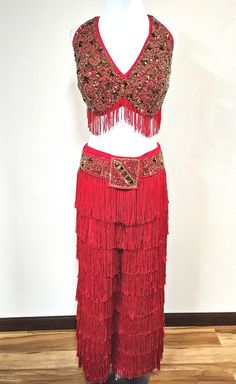 a woman's belly dance outfit on display in a museum