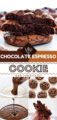 chocolate espresso cookie collage with text overlay and images in separate layers