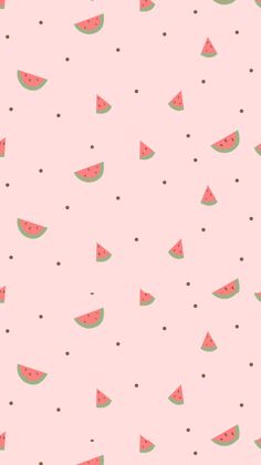 a pink background with watermelon slices on it