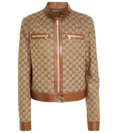 Gucci - GG Supreme canvas bomber jacket | Mytheresa Embellished Buttons, Gucci Jacket, Gucci Outfits, Canvas Jacket, Trim Jacket, Mr Porter, Track Jackets, Biker Jacket, Manolo Blahnik