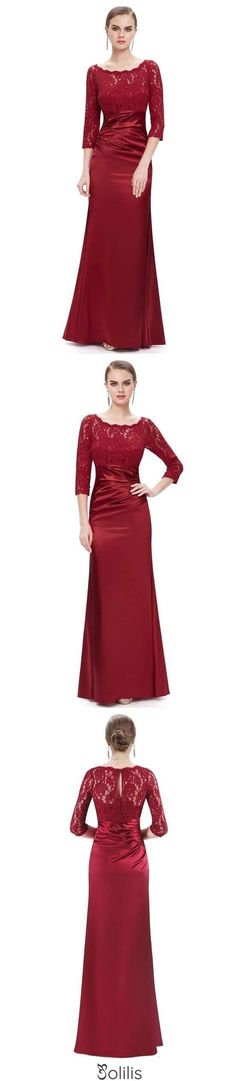 Elegant 3/4 Sleeve Lace Burgundy Formal Dresses Bateau Mermaid Evening Dresses SJS15142, This dress could be custom made, there are no extra cost to do custom size and color Burgundy Formal Dresses, Burgundy Formal Dress, Prom Dresses 2022, Prom Dresses 2023, Comfortable Dresses, Cheap Evening Dresses, Evening Dresses Online, Prom Dresses 2020, Dresses 2022