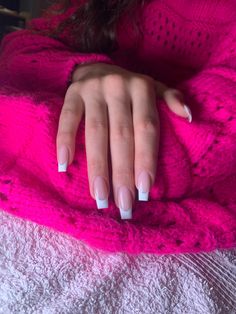 French Nails Straight, Acrylic Nails French Tip Long, Long Square French Nails, Long Square Acrylic Nails French Tip, Thick French Nails, French On Natural Nails, French Manicure Long Nails, Straight Nails, Long French Nails