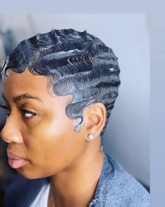 Dry Fingerwaves Black Women, Finger Waves Short Hair Dark Skin, Pixie Cut Finger Waves, Pixie Haircut For Black Women Finger Waves, Hot Hairstyles