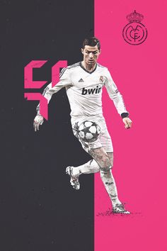 a painting of a soccer player in white and pink