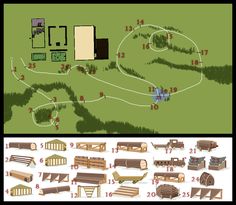 an illustrated map shows the location of various benches