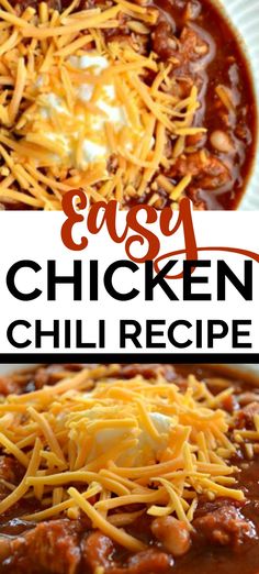 easy chicken chili recipe with cheese on top