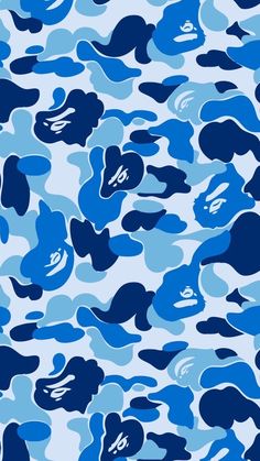 a blue and white camouflage print fabric