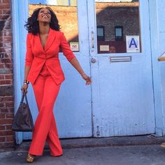 June Ambrose is Spring Ready-this color is perfection June Ambrose Style, June Ambrose, Red Suit, Suit Up, Style Crush, Fashion Stylist, Well Dressed, New Yorker, The Well