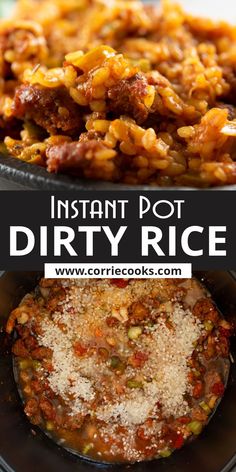 the instant pot dirty rice recipe is ready to be eaten