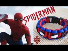 a spiderman bracelet is shown next to an image of the captain america symbol on it