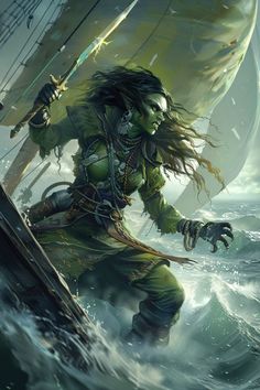 If you’re looking for a formidable ally with the raw power of an ox and skin as tough as iron, the Half-Orc Barbarian is a worthy choice. Wizard 5e, Dnd Portraits, Female Warriors, Women Warriors, Fantasy Character Design, Spirit Animal