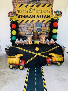 a birthday party with construction theme and decorations